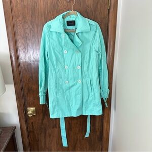 Tahari Light Blue Double-Breasted Trench Coat